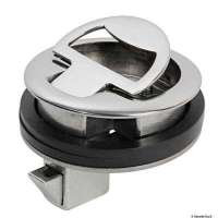 Alzapagliolo e chiusura portelli con maniglietta rientrante a molla e dente di fermo a scatto