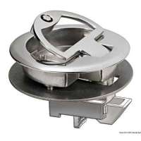 Alzapagliolo e chiusura portelli con maniglietta rientrante a molla e dente di fermo a scatto