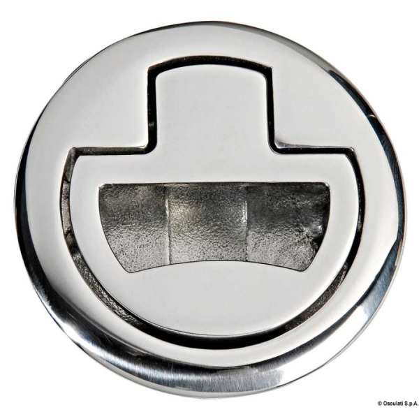 Alzapagliolo e chiusura portelli con maniglietta rientrante a molla e dente di fermo a scatto