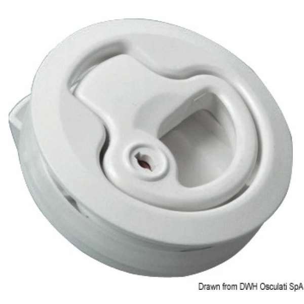 Alzapagliolo per chiusura sportelli con maniglietta rientrante a molla