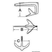Ancora Trefoil; versione pieghevole  in acciaio fuso e zincato a caldo