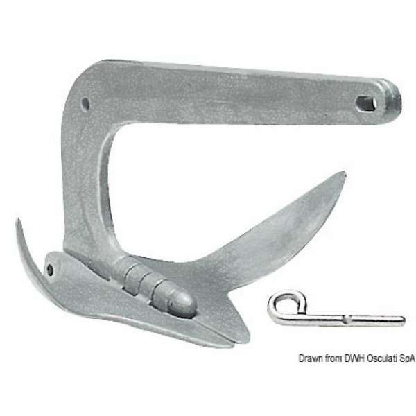 Ancora Trefoil; versione pieghevole  in acciaio fuso e zincato a caldo