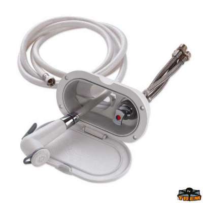 Box doccia ovale con miscelatore e doccia a pulsante