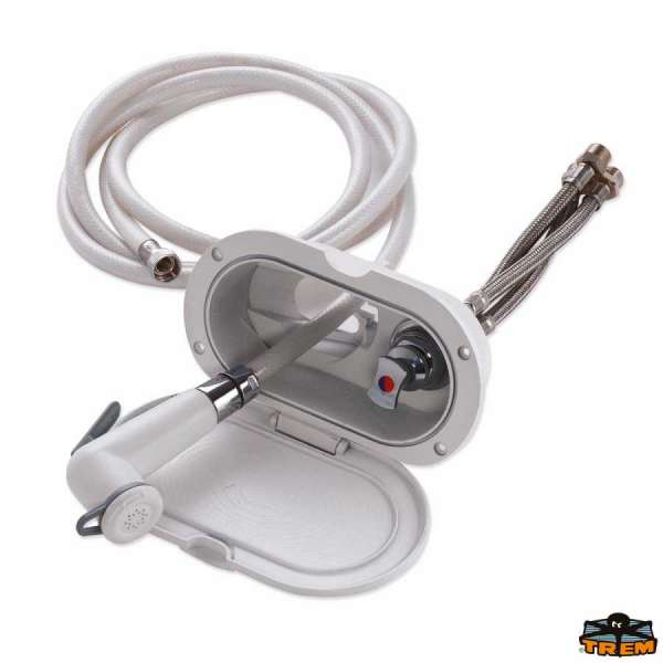 Box doccia ovale con miscelatore e doccia a pulsante