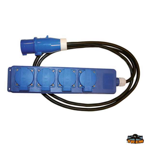 Ciabatta CE/SCHUKO a 4 prese con coperchio