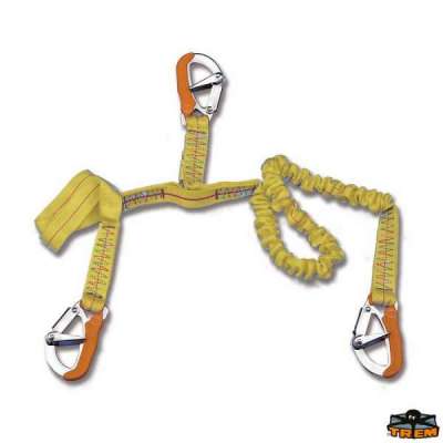 Cordone ombelicale per cinture di sicurezza statico + elastico con 3 moschettoni