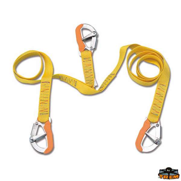 Cordone ombelicale per cinture di sicurezza statico + statico con 3 moschettoni
