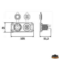 Doppia presa USB + 1 presa accendisigari