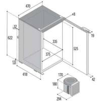 Frigo-freezer a compressore VitriFrigo C75L, unità refrigerante esterna