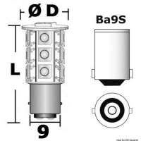 Lampadina LED per fanali, luci cortesia e luci di via zoccolo BA9S