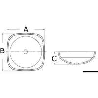Lavello semi-quadrato in vetro trasparente