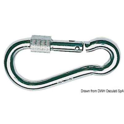 Moschettone in acciaio inox con ghiera di fermo a vite