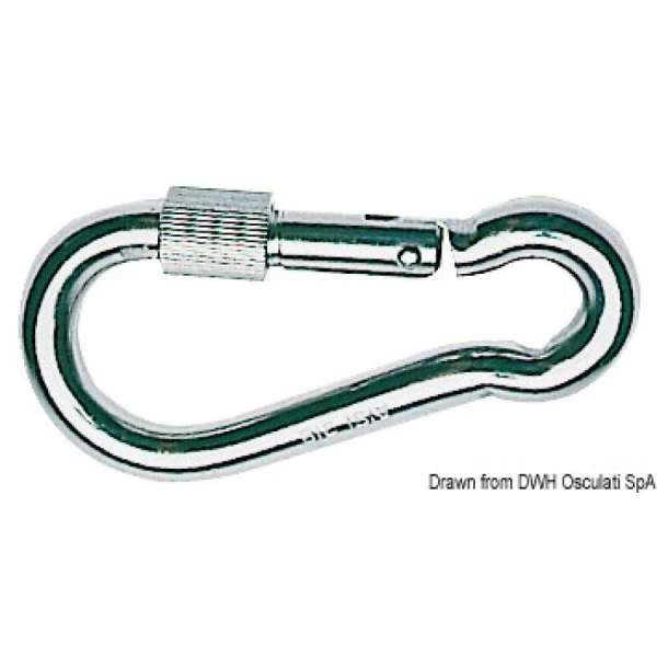 Moschettone in acciaio inox con ghiera di fermo a vite