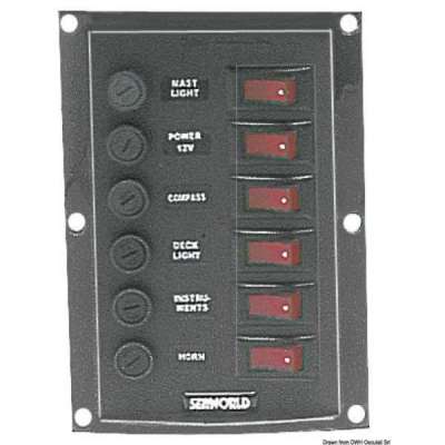 Pannello in nylon con interruttori a bascula luminosi