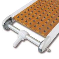 Passerella pieghevole Stargate, profilo ovale alluminio bianco, pianale legno carabottino