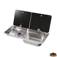 Piano cottura 2 fuochi con coperchio in vetro temperato fum&egrave; in due parti Can