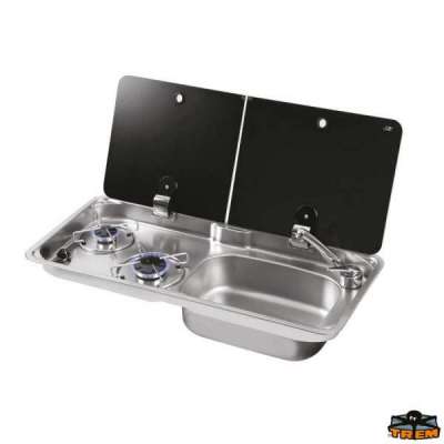 Piano cottura 2 fuochi con coperchio in vetro temperato fum&egrave; in due parti Can