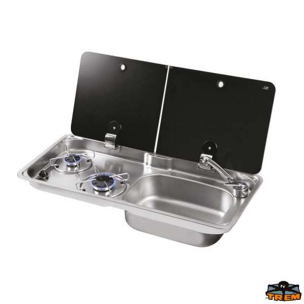 Piano cottura 2 fuochi con coperchio in vetro temperato fum&egrave; in due parti Can