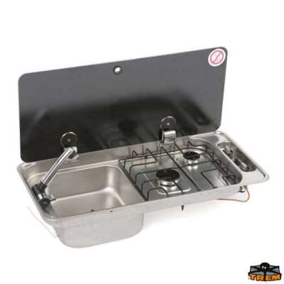 Piano cottura 2 fuochi con coperchio in vetro temperato fum&egrave; intero Can