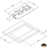 Piano cottura a gas in vetro cristallo da incasso 2 fuochi Can