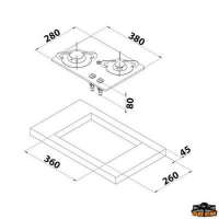 Piano cottura a gas vetro in cristallo da incasso