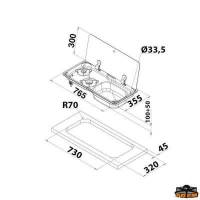 Piano cottura con coperchio in vetro temperato fume CAN FL1770 Vasca destra