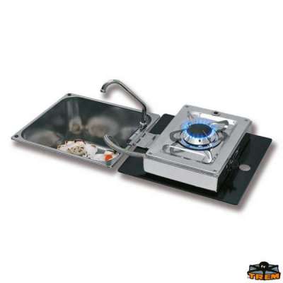 Piano di cottura ribaltabile a cerniera nel lavello