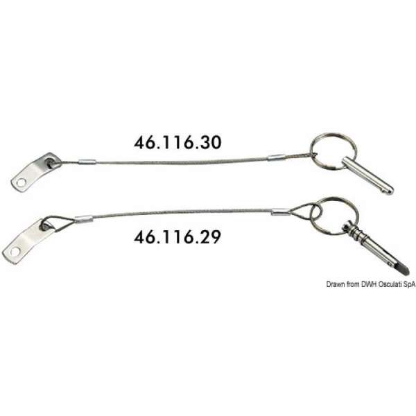 Piastrina inox + cavetto inox Ø 1,6 mm + spina inox