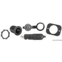 Presa di corrente + spina in policarbonato nero