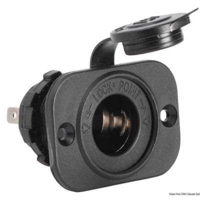 Presa di corrente + spina in policarbonato nero