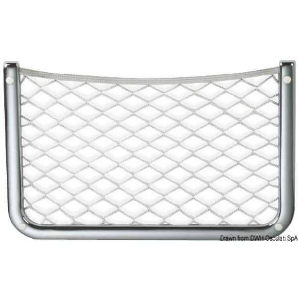 Rete porta oggetti con cornice in ottone cromato