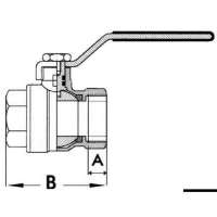 Saracinesca a sfera, in ottone nichelato, passaggio totale PN25 femmina/femmina