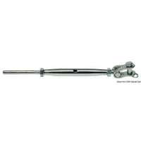 Tenditore con una forcella snodata e terminale a pressare