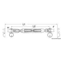 Tenditore per sartiame con cannula aperta in acciaio inox