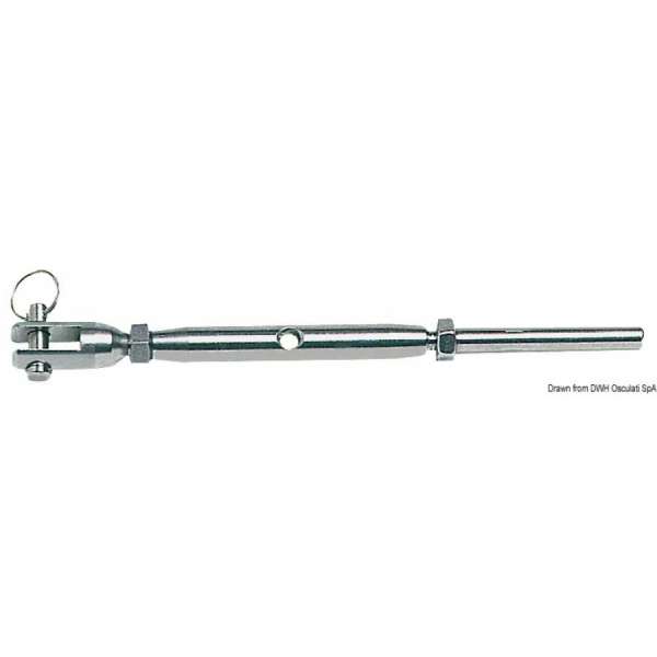 Tenditore tornito dalla barra con terminale a pressare su cavo inox