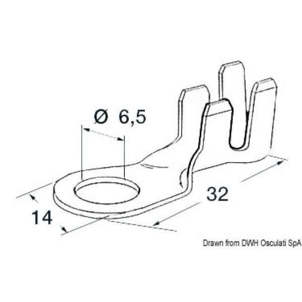 Terminale ad occhiello in rame zincato