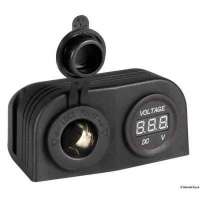 Voltometro digitale e prese corrente con montaggio su piano